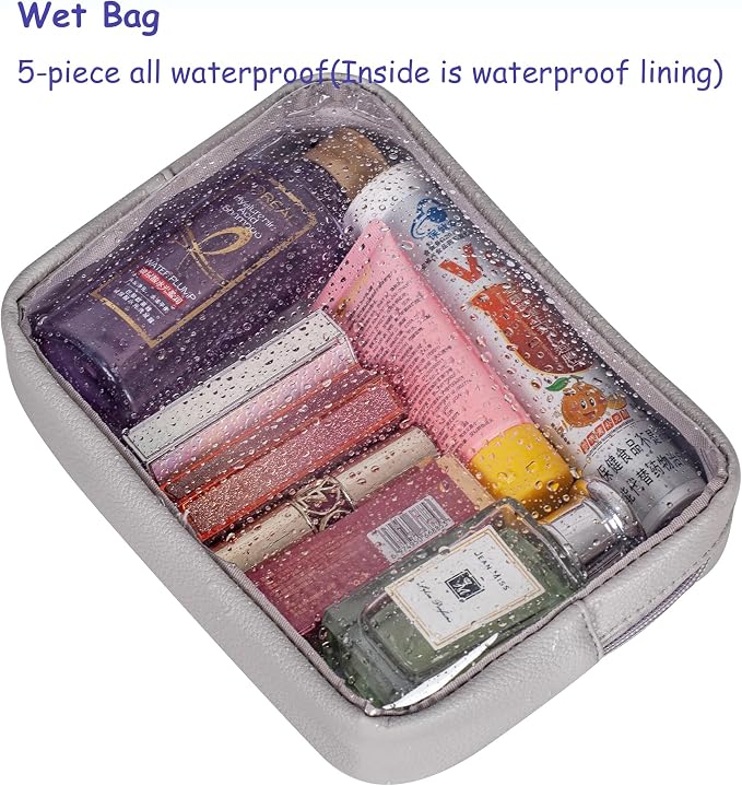 Remobia Hicol TSA Approved 5-Piece Diaper Bag Organizer Pouch Set Clear Waterproof TPU Kids Toiletry Storage Set Travel Packing Clutch Cube Bags for Baby Nursing (Light Gray) - Image 4