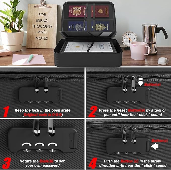 Fireproof Document Box with Lock,File Safe Bag for Home,Multi-Layer Important Document Organizer,Office Paper Storage File Folder Box for Laptop Certificates Passport,Portable Waterproof - Image 5