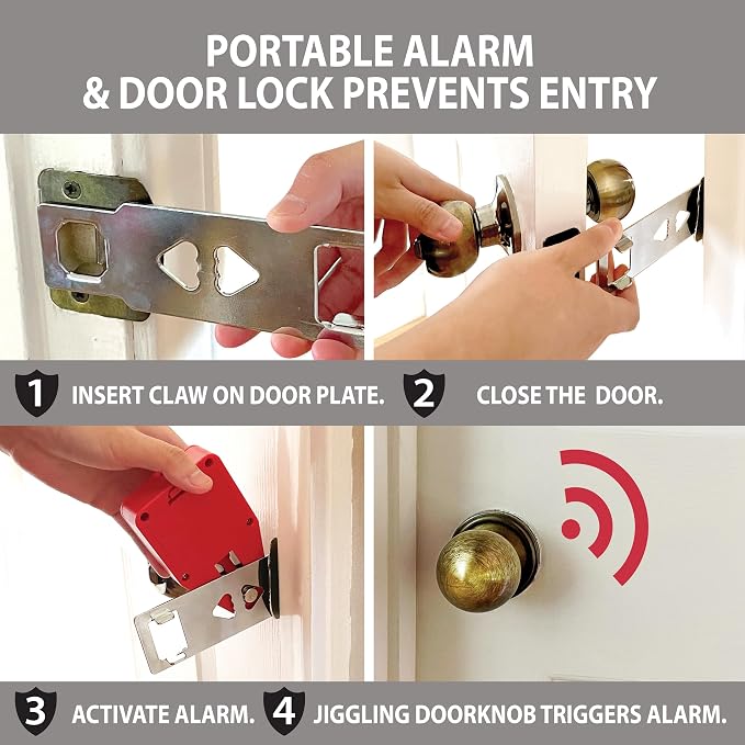 Goldy Lock Portable Alarm and Hotel Door Lock for Home & Travel Security. Door Safety Lock from the Inside of Home, Apartments, Hotel Rooms, College Dorms, and Rentals. | Safety, Portable Privacy Protection & Reinforcement Device for Traveling, Hotels,... - Image 2