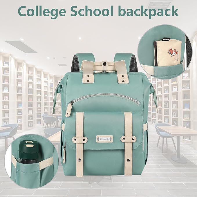 FALANKO Laptop Backpack for Women,Doctor Teacher Nurse Work Bookbag for 15.6 Inch Laptop,Large Travel Wide Open College Shoulder Purse Bag With RFID Anti Theft - Image 3