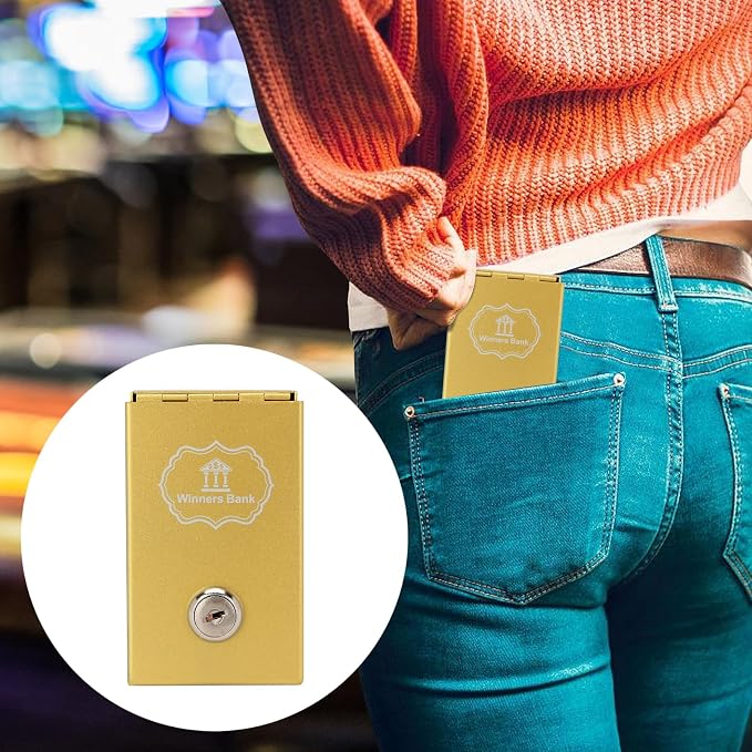 4.3 x 2.5 Inches Metal Box for Gambler with 2 Keys | Winners Bank Portable Safe Casino Money Pocket Sized Cash Box, Mini Lock Box Gambling Box For Cash Saving Go Home Money - Image 2