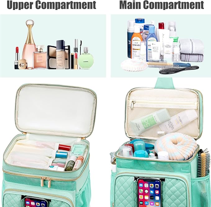 Tealari Large Toiletry Bag for Women Men,Bathroom Bag,Water Resistant Shower Bag,Makeup Bag,Portable Shower Caddy for College Dorm,Hanging Travel Toiletry Bag with Transparent Waterproof Phone Pocket - Image 6