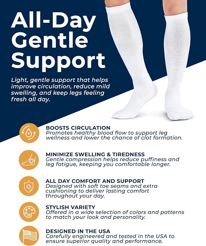 Pembrook® Light Compression Socks for Men & Women - 3 Pairs | 8-15 mmhg Compression Dress Socks for Men | Support Socks - Image 2
