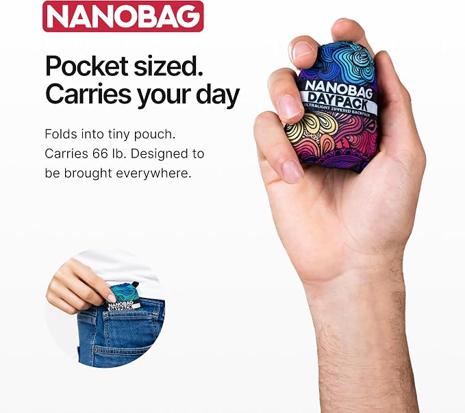 Nanobag Daypack 16L Ultralight Packable Foldable Travel Backpack for Hiking | 1.15 oz Portable Collapsible Pocket-Size with YKK Zipper and Wide Comfortable Shoulder Straps for Everyday Use and Sports - Image 3