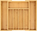 VaeFae Bamboo Drawer Organizer, Medium, Natural | Kitchen Utensil Holder, Multi-Function Drawer Storage，38 cm D x 29.2-45.7 cm W, 5-7 Slots, Natural by VaeFaeDirect