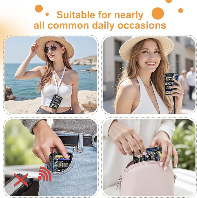 SEAVILIA Small Credit Card Holder for Women, Slim RFID Blocking Wallet | Cute Mini ID Card Case, Thin Minimalist Pocket Wallet, Gift for Girls, Goth Book - Image 3