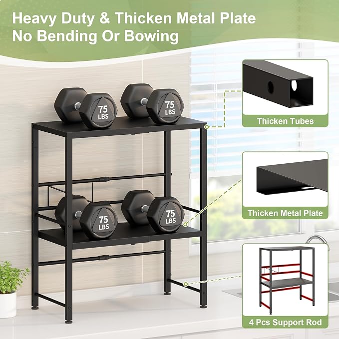Expandable-Metal-Storage-Shelves-Organizer For Pantry Kitchen Garage, 2-Tier Heavy Duty Shelving Units and Storage For Small Appliance, Adjustable Standing Shelf Riser Rack For Closet Warehouse - Image 6