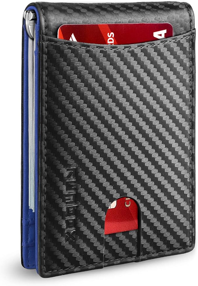 RUNBOX Slim Wallet for Men Genuine Leather RFID Blocking Bifold Minimalist Front Pocket Mens Wallet with Money Clip Thin Gift Box by RUNBOX