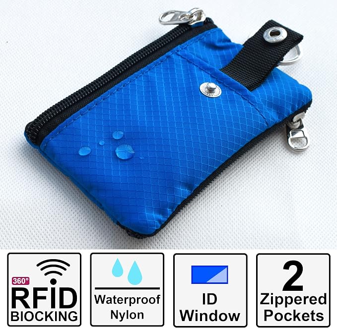 CHENSPRX Minimalist RFID Blocking Small Wallet with ID Window,WaterResistant Zip Id Case Wallet with Lanyard Keychain for Cards,Cash,Travel,Women,Men - Image 2