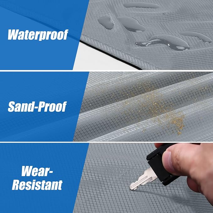 Odoland Sandproof Beach Blanket, Waterproof Portable Mat with Carry Pouch | 71“x63” Quick Drying & Foldable Lightweight Sand Free Beach Mat Tarp for Hiking, Camping, Travel, Grey - Image 3