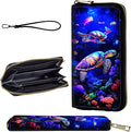 Wallet,Leather Long Wallet Suitable For Ladies And Teenagers - Detachable Wristband + RFID Travel Wallet With Card Slot - Neon Sea Turtles by Unknown