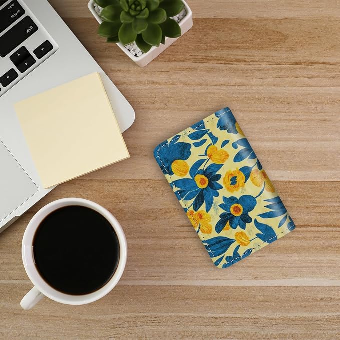 Business Card Holder，PU Leather Business Card Case Color Printing Pattern Card Holder Wallet，Pockets Magnetic Credit Card Holders for Men and Women - Pink Flowers - Image 6