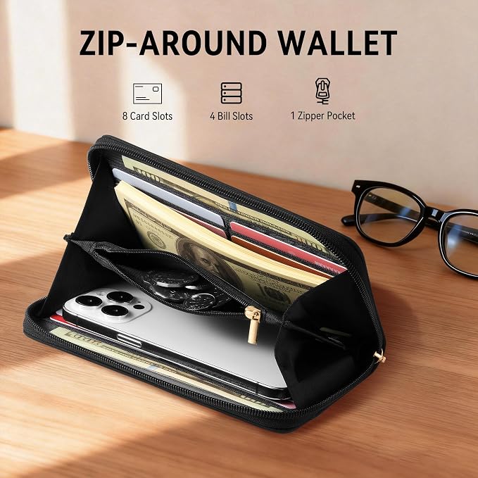 Travelambo Wristlet Wallet Women RFID Bifold Large Capacity Clutch Purse | Tassel, Zipper Coin Pocket, Card Holder Wallet, Gifts for Women - Image 5