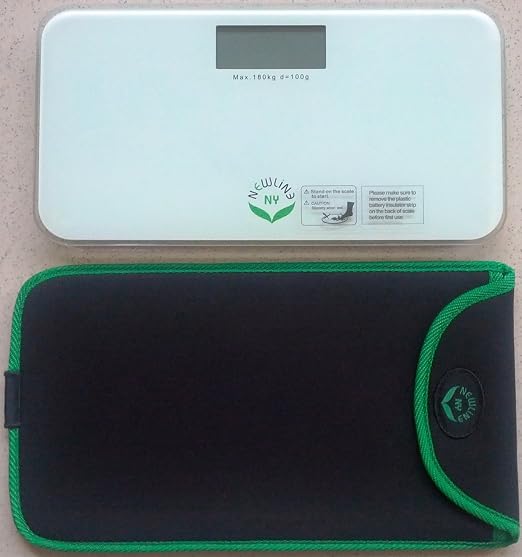 NewlineNY White Mini Bathroom Scale with Travel Protection Case SBB0722M-WH + NYMSS101BG - Image 2