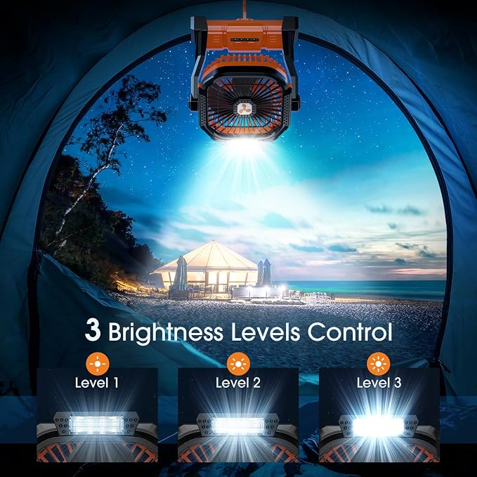 Portable Fan Rechargeable, Cordless Battery Powered Fan with LED Lantern, Small Table Fan, USB Battery Operated Fans for Travel Bedroom Home Camping Tent Office Beach Desk Picnic Barbecue Fishing | with LED Lantern, Small Table Fan, USB Battery Operate... - Image 4