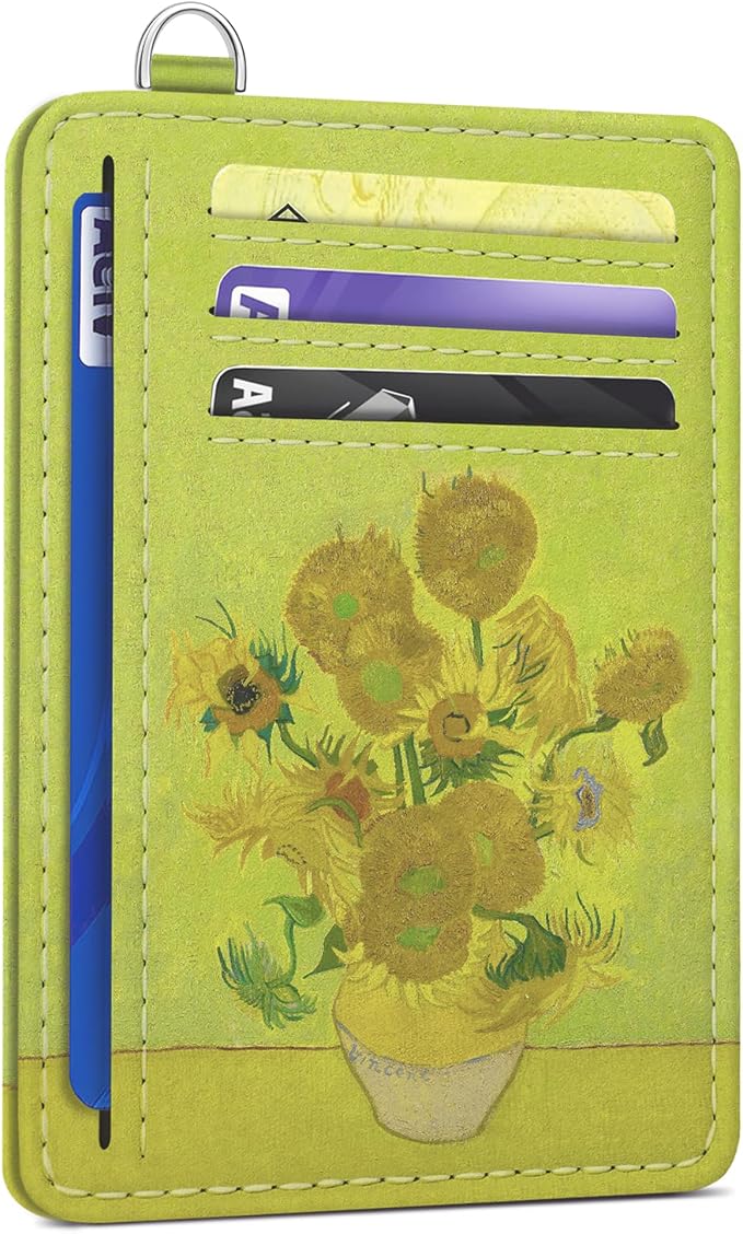 SEAVILIA Small Credit Card Holder for Women, Slim RFID Blocking Wallet | Cute Mini ID Card Case, Thin Minimalist Pocket Wallet, Gift for Girls, Sunflower by seavilia