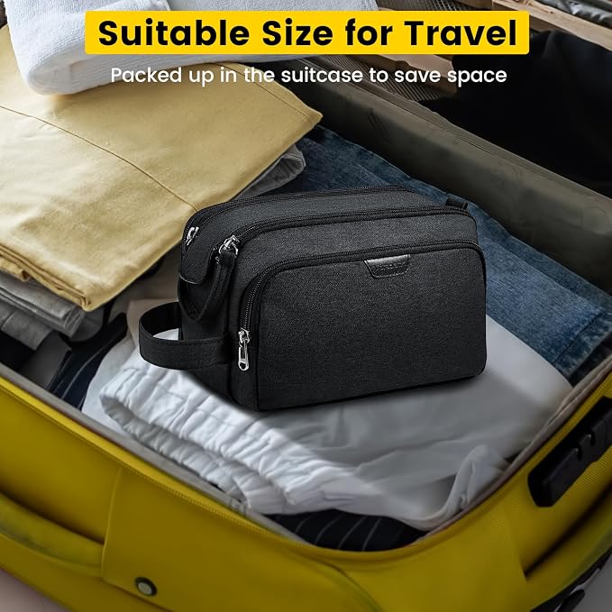 Vorspack Travel Toiletry Bag with Organized Compartment, Medium, Black | Water Resistant, Wide Opening, with Wet Pocket, Small Travel Bag for Toiletries, Grooming, Shaving, Accessories - Image 7