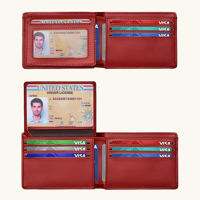 Tipmile Wallet for Men Slim RFID Blocking Credit Card Holder, Minimalist Men Wallets 12 Cards with 2 ID Windows & Cash Slot, Bifold Front Pocket Wallet Gifts for Men - Image 7