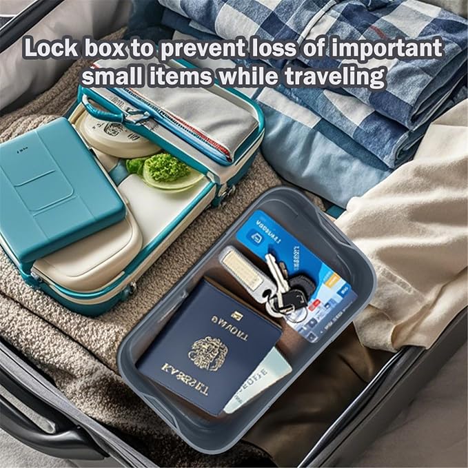 Lockable Storage Box,Medicine Lock Box Travel Case,Refrigerator Bin Container for Food,Medicines,Snacks,Locking Mobile Cell Phone Device Jail,Lockbox for Office,Home,School,Father Gift (Navy Small) - Image 8