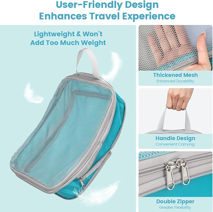 Cambond Mesh Compression Packing Cubes for Travel - 4 Set, Multi-color | Keep Clothes Sorted, See Through Mesh helps quickly find what you need, Compression Zip Design, Lightweight, Luggage Tidy - Image 9