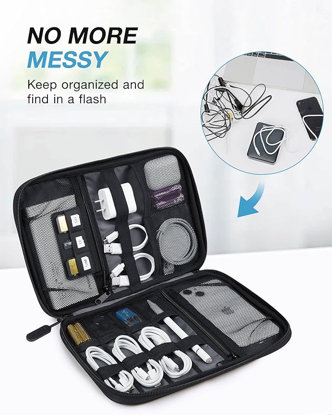 BAGSMART Large Electronic Organizer Travel Case for Tech Accessories, Black | Tech Accessories, Cord Storage, For Phone, Power Bank, SD Card, Cables - Image 2