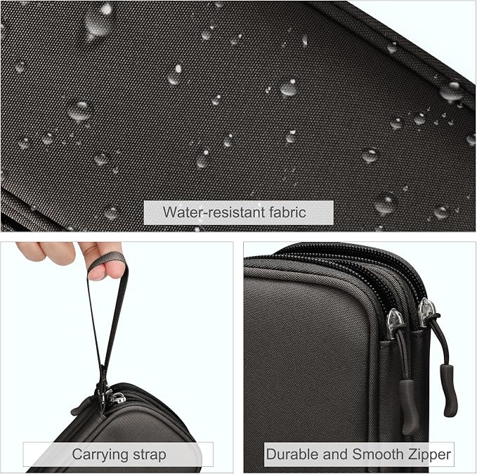 FYY Electronic Organizer, Travel Tech Pouch Bag, Cable Organizer Coffee | Wrist Strap, Waterproof, Double Layers Portable Electronics Travel Carrying Case for Cord, Charger, Daily Business Trips Use - Image 4