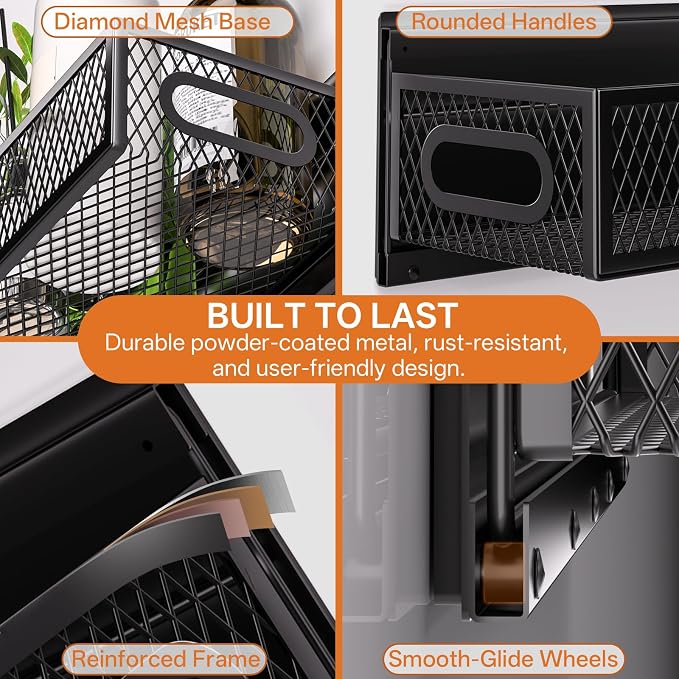 DTUQYX 2-Pack Magnetic Pull Out Laundry Organizer, Slide Out Magnetic Shelves for Washing Machine, Strong Magnet Metal Basket for Washer Dryer Laundry Room, Heavy Duty Widen Spice Rack for Kitchen - Image 4