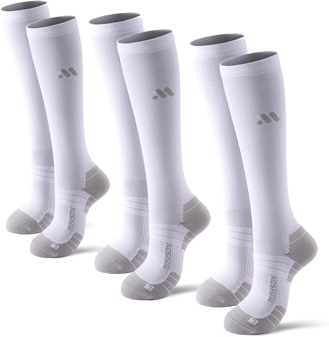 Compression Socks for Women and Men,Mild Support(3 Pairs) Unisex | Knee High,Graduated Compression,L/R Foot Labels,Breathable Fabric,Best for Flying/Nurses/Travel/Cycling/Pregnancy/Daily Wear by musesox