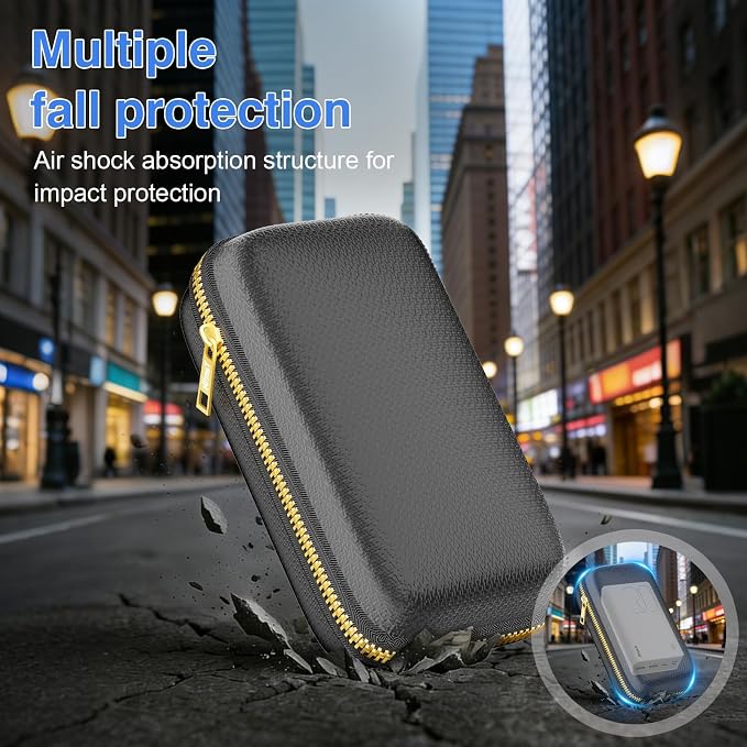 Electronics Travel Organizer, Hard Case Explosion-Proof Cables Carry Box | Fireproof Zipper, Compatible with Hard Drive, Fireproof Portable Safe Storage for Power Bank, Phone, Charger, Cord , Black - Image 4