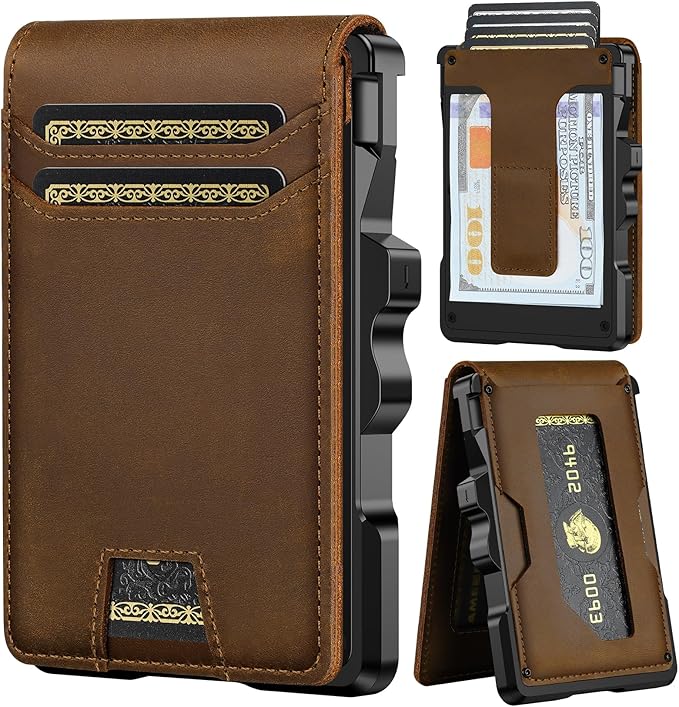 Genuine Leather Wallet for Men: Slim RFID Smart Minimalist Wallet | Credit Card Holder for Front Pocket wallet with Money Clip Full Grain - Gift for Husband Father on Birthday Anniversary by FURID