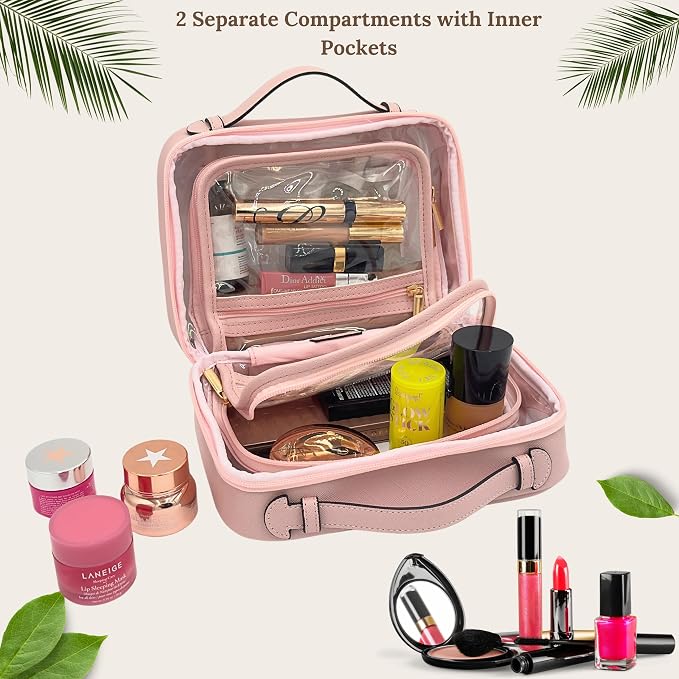JAZD Clear Makeup Bag Toiletry Bag for Women Cosmetic Case Large Capacity Travel Make Up Bag Organizer Transparent Storage Compartment TSA Approved - Image 2