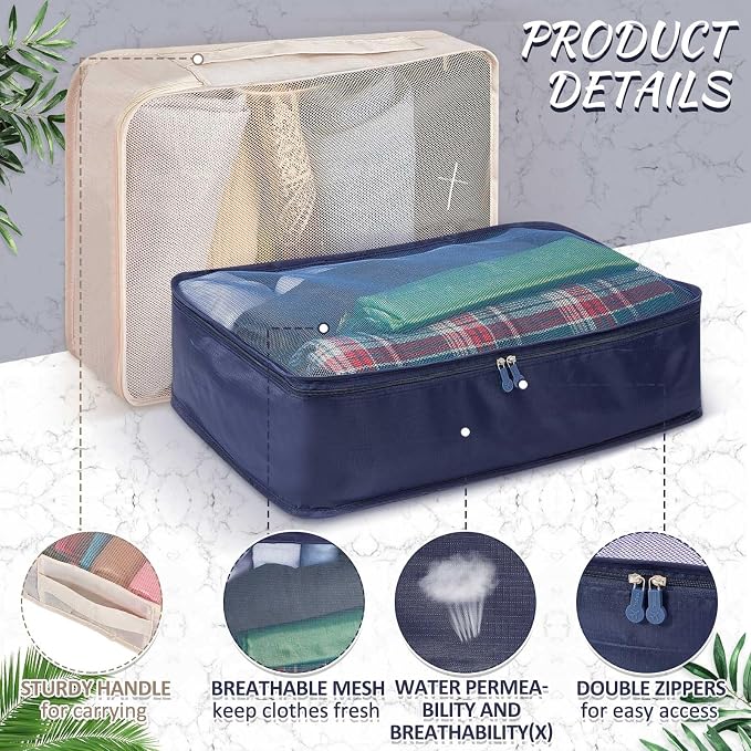Silkfly 12 Pcs Packing Cubes for Suitcase Travel Luggage Bags Bulk Mesh Organizer Set for Hiking Camping Backpacking Clothes Accessories (Dark Colors,XL, L, M Size) - Image 3