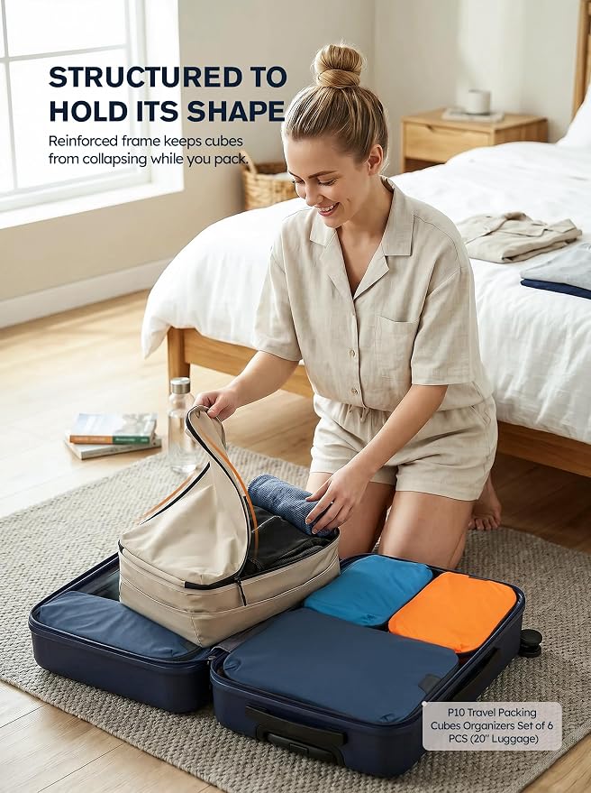 Tolaccea Travel Packing Cubes Set Compression Organizers for 28" Luggage | Lightweight Ripstop Nylon | Compression Zippers Save Space | Organized Packing Storage for Family Travel | Extra Laundry Bag - Image 8