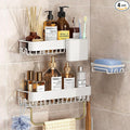 KINGRACK Shower Caddy Adhesive 4-Piece Rust-Resistant Shower Shelves, No-Drill Bathroom Shower Organizer with Large Capacity for Bathroom, Kitchen, and Laundry,White by KINGRACK