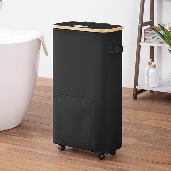 Vincona Laundry Basket with Wheels, Tall Dirty Clothes Hamper on Wheels, Rolling Laundry Hamper with lid for Dorm, Bedroom and Bathroom - Image 5
