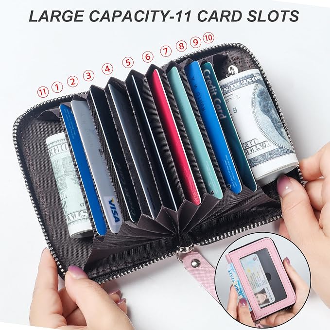Credit Card Wallet, RFID Card Case Wallet, Zipper Card Cases Holder for Men Women, RFID Blocking, KeyChain Wallet, Compact Size Card Organizer Case for Women - Image 5