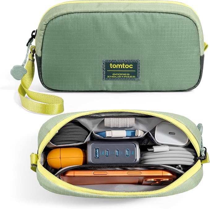 tomtoc Electronics Organizer Travel Case Performance, Cable Tech Pouch | Water Resistant Accessories Bag Carry Storage for Cord, Phone, Cables, Airpods, USB Flash Drive, Daily Items by tomtoc