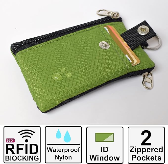 CHENSPRX Minimalist RFID Blocking Small Wallet with ID Window,WaterResistant Zip Id Case Wallet with Lanyard Keychain for Cards,Cash,Travel,Women,Men - Image 2