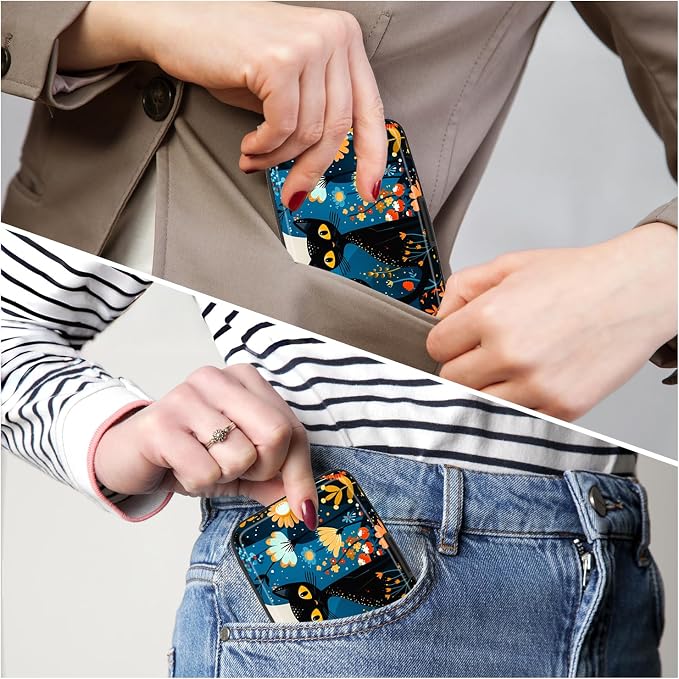 Credit Card Holder, Mini Aluminum Card Wallet RFID Blocking Slim Metal Hard Card Case for Women Men, Cute Cat - Image 6