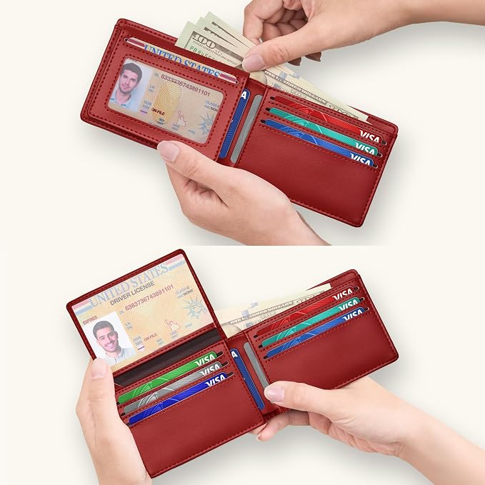 Tipmile Wallet for Men Slim RFID Blocking Credit Card Holder, Minimalist Men Wallets 12 Cards with 2 ID Windows & Cash Slot, Bifold Front Pocket Wallet Gifts for Men - Image 3