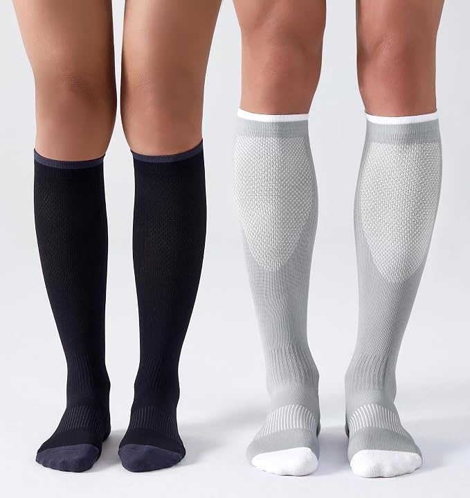 Bevigorio Compression Socks for Women Men 15-20mmHg Circulation Cushion Knee High Support Socks Athletic Daily - Image 4