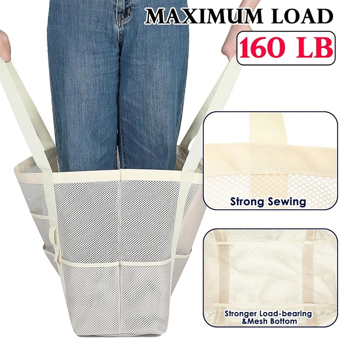 Fammart Mesh Beach Bag for Women, Large Beach Toy Pool Bag with Zipper Pocket, SandProof Cruise Essentials 2026 Family Travel - Image 7