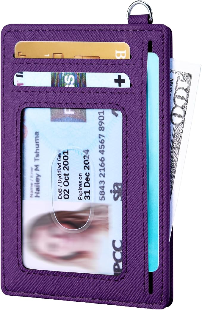 Mayski Slim Wallet, Credit Card Holder for Women, Minimalist Front Pocket RFID Blocking Card Cases, Small Wallet Women Men(Cross Deep Purple) - Image 2