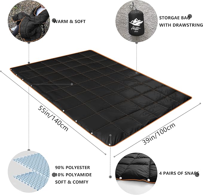 Mini Camping Blanket,Lightweight Puffy Blanket Packable Throw Blanket Waterproof Windproof for Outdoors, Travel, Beach, Airplane, Hiking - Image 4