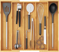 Lifewit Bamboo Utensil Organizer for Kitchen Drawer, Cooking Utensil Tray | Expandable Cutlery Silverware Flatware Holder, Wood Adjustable Spatula Tools Storage Divider, 12.6-22.8 x 14", Natural by Lifewit