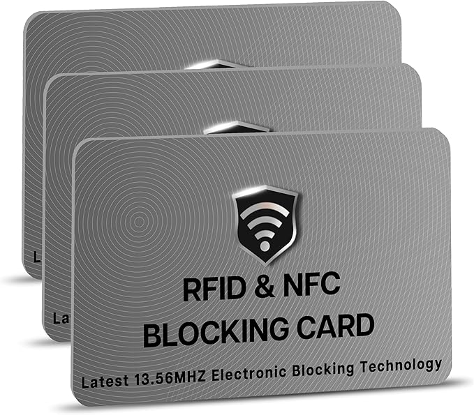 SaiTech IT 3 Pack RFID Blocking Card for Credit Debit ID Card, Grey | Slim Anti-Theft Contactless NFC RFID Blocker Protector, Easily Fit into Wallet and Purse, for Men & Women by SaiTechIT