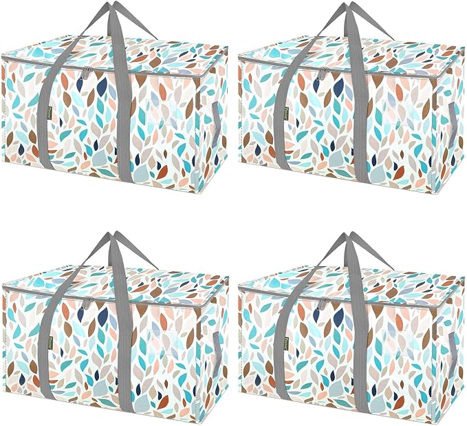 BALEINE 4-Pack Oversized Moving Bags with Reinforced Handles, Heavy-Duty Storage Tote for Clothes, Moving Supplies (Mosaic, 4-Pack) by BALEINE