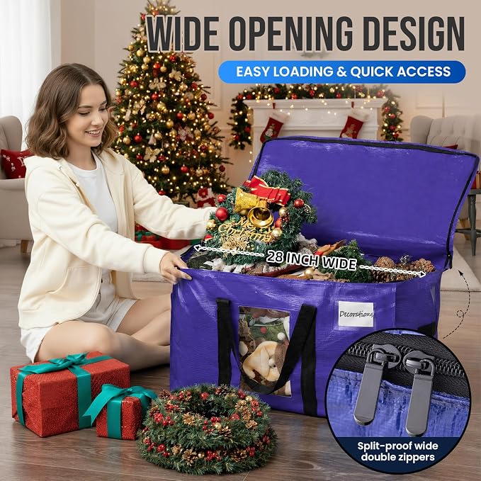 TAILI 6 Pack Dark Blue XXL Moving Bags,Storage Bags with Visible Window | 93L Heavy Duty Totes For Storage,Wrap Around Handles,Alternative to Moving Boxes, College Dorm,Perfect for Moving - Image 4