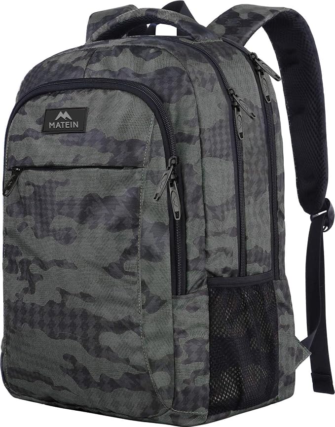 MATEIN Travel Computer Backpack, 15.6 Inch Sturdy College Laptop Bookbag | Lightweight Water Resistant, Anti Theft Back Pocket, Carry On Personal Item Bag, Casual Daypack Gift for Women Men by MATEIN