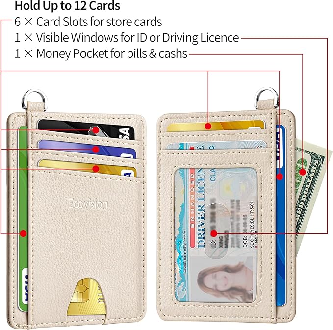 Slim Minimalist Front Pocket Wallet, RFID Blocking Credit Card Holder Wallet with Detachable D-Shackle for Men Women - Image 5